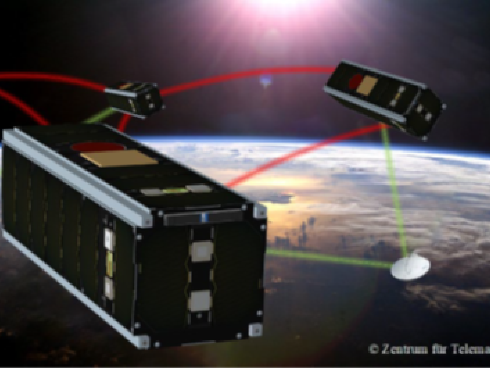 Ein Satellit blickt auf die Erde.